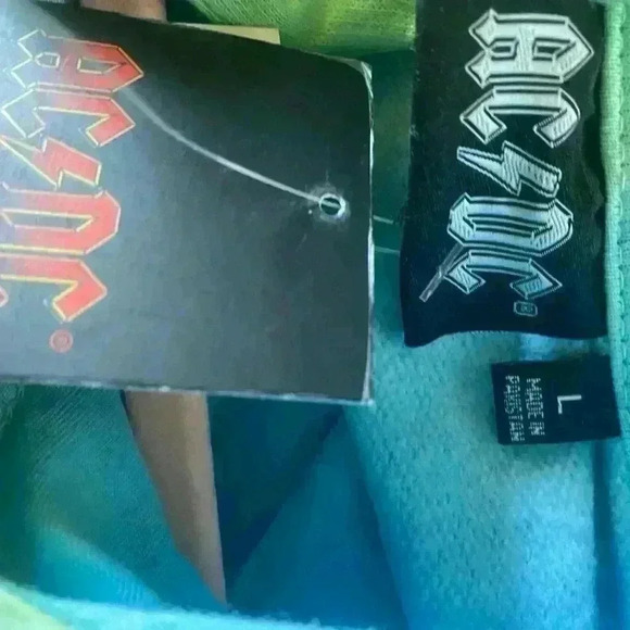 AC/DC Vintage Tie Dye Boyfriend Retro Hard Rock Concert Hood Sweatshirt Size  L - Picture 11 of 11